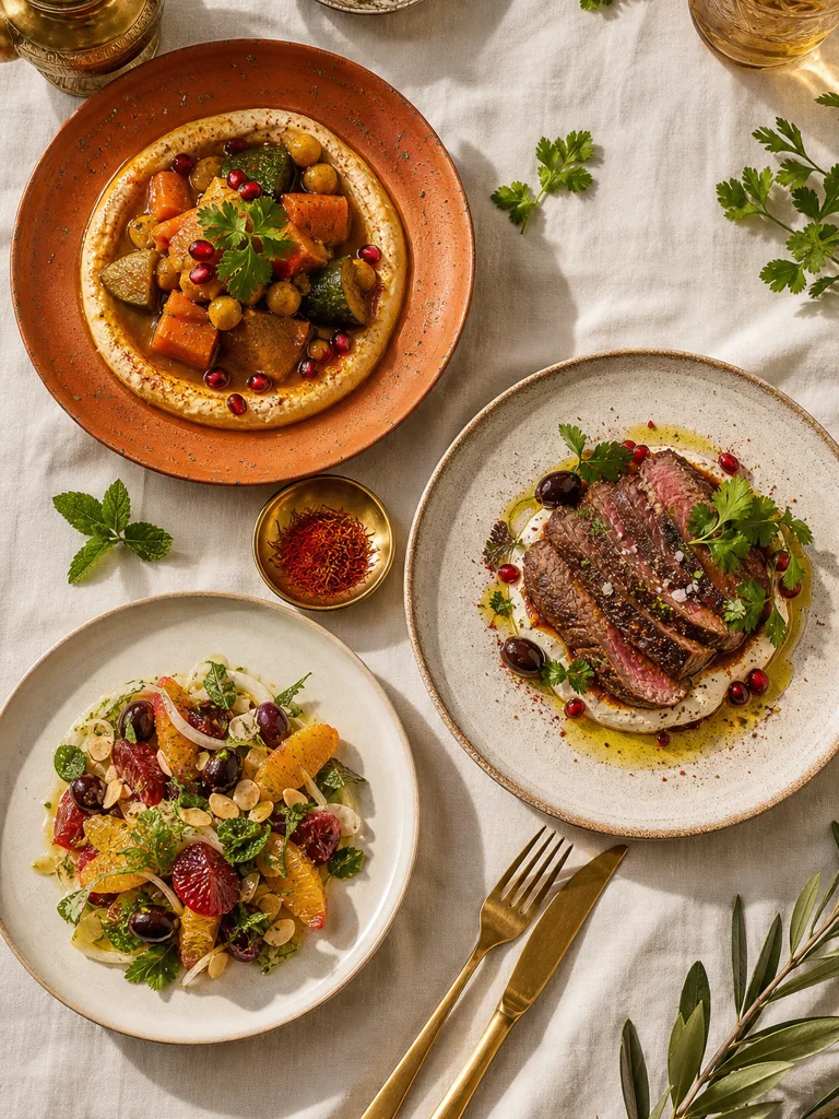Mets marocains et méditerranéens dressés à l’assiette