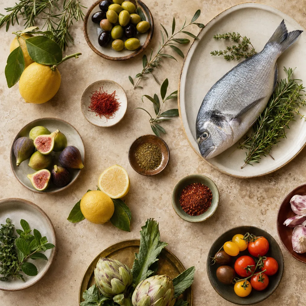 Produits frais et de saison, herbes et épices